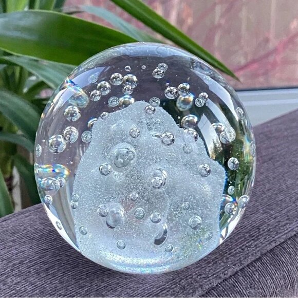 Clear Effervescent Art Glass Paperweight with Bubbles - One Only - Picture 10 of 13